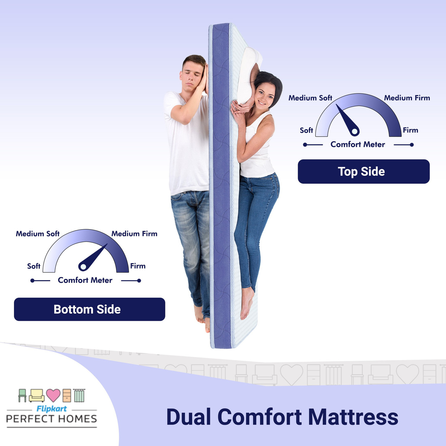 Image of Flipkart Perfect Homes Dreamline Dual Comfort 6 inch Double Memory Foam Mattress