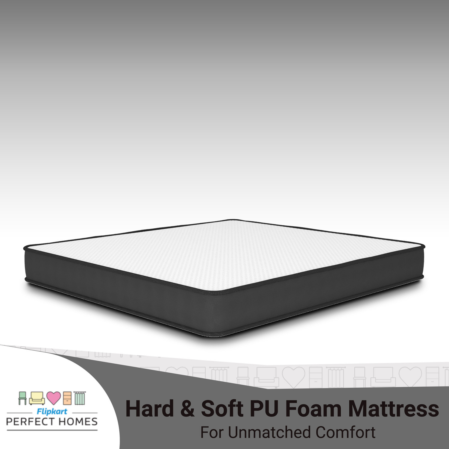 Image of Flipkart Perfect Homes Gem 5 inch King High Resilience (HR) Foam Mattress (L x W: 72 inch x 72 inch)