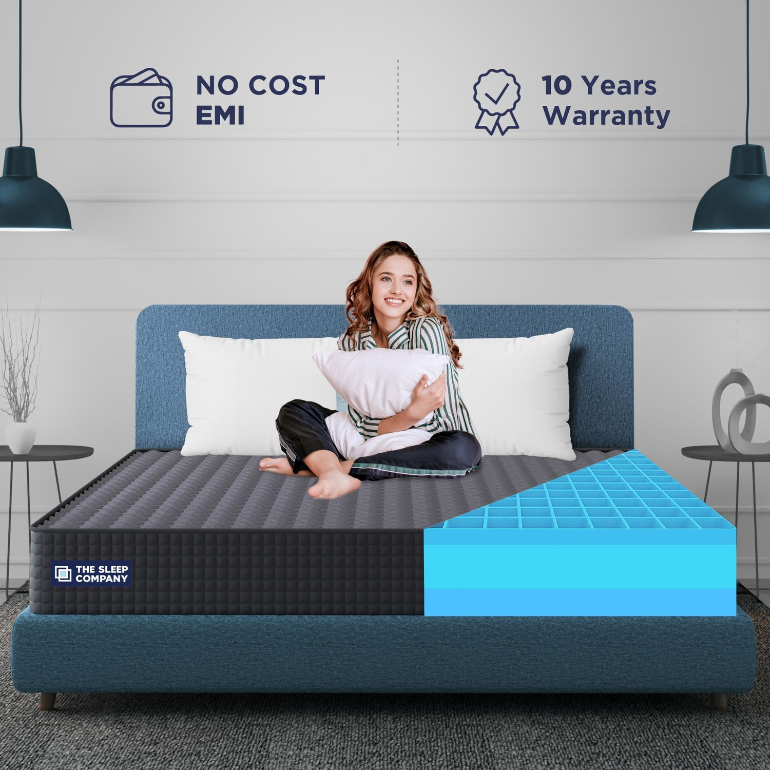 Image of The Sleep Company SmartGRID Orthopedic Pro- Scientifically Proven 5 Zone Support Firm Feel| 10 inch King High Density (HD) Foam Mattress