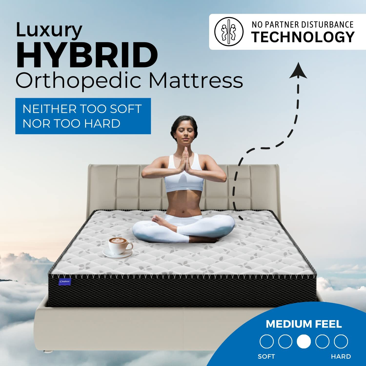 Image of Comforto by Comforto Hybrid | Pocket Spring with Memory Foam 8 Inch 8 inch Double Pocket Spring Mattress (L x W: 78 inch x 48 inch)