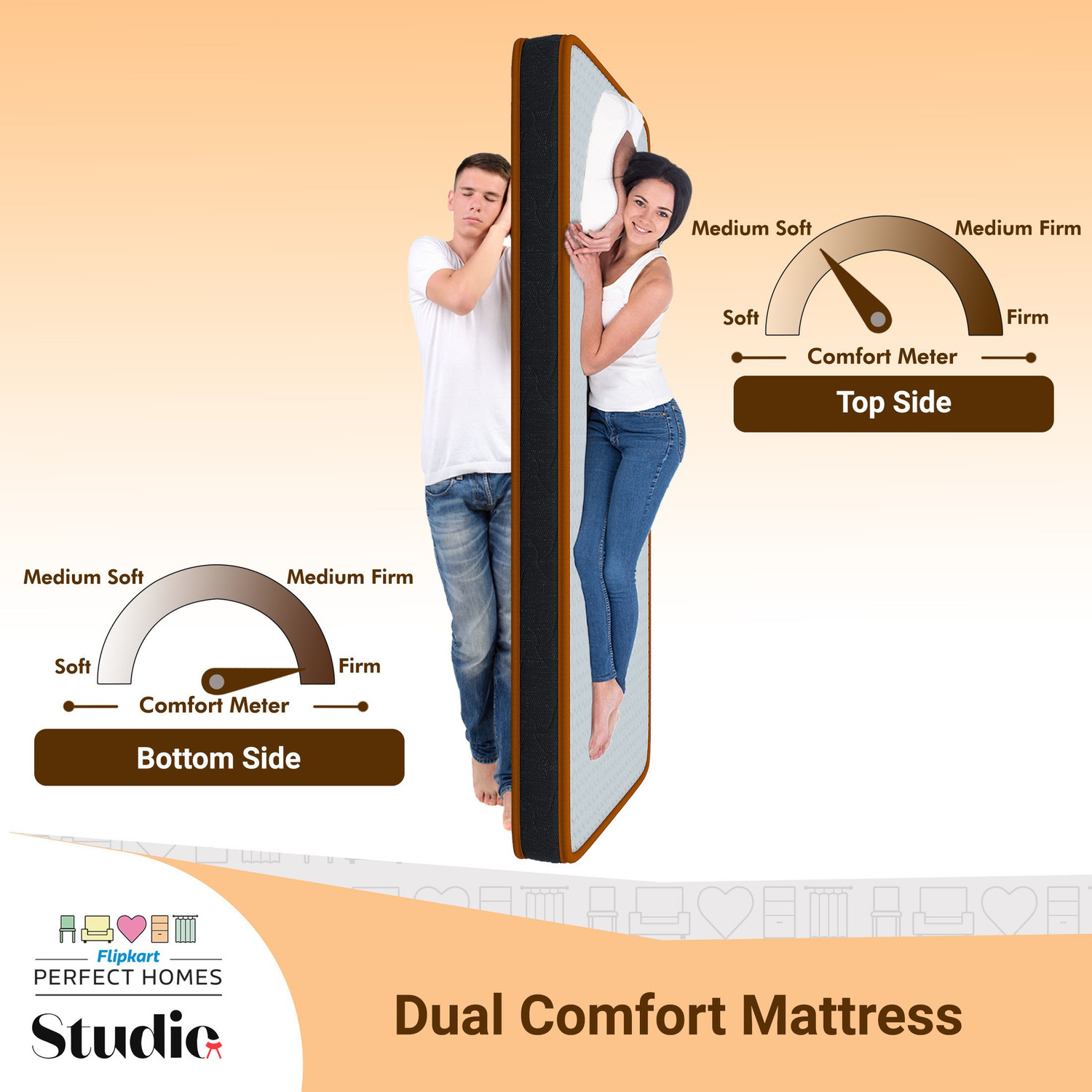 Image of Flipkart Perfect Homes Studio Elgon Hard & Soft Dual Comfort 10 inch Single High Resilience (HR) Foam Mattress