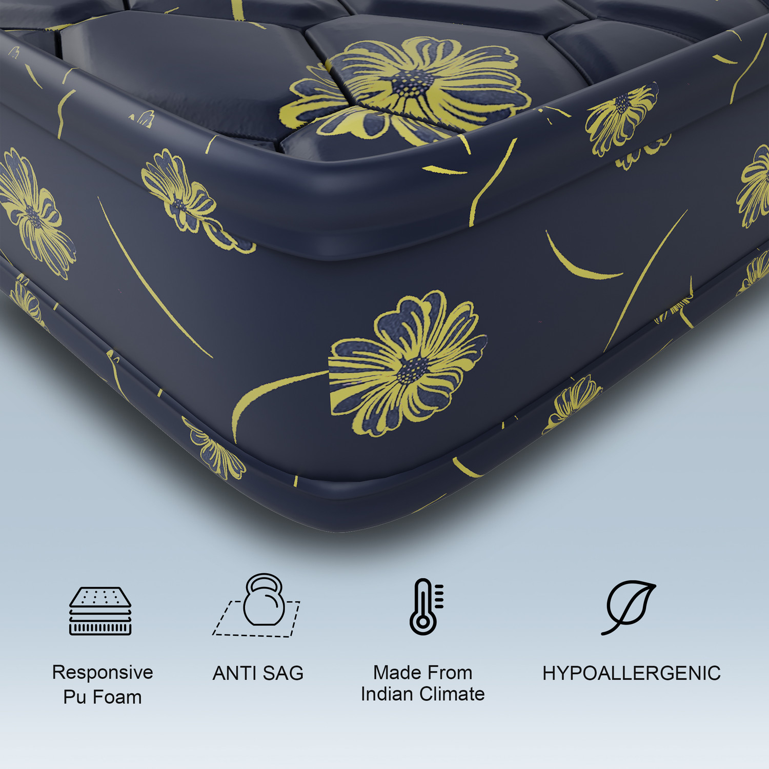 Image of DUROFEEL EL 4 inch Double PU Foam Mattress (L x W: 78 inch x 48 inch)