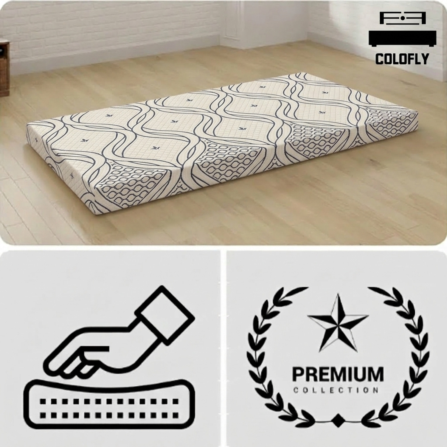 Image of COLOFLY Three Fold Ep 2 inch Single Cotton Mattress (L x W: 72 inch x 30 inch)