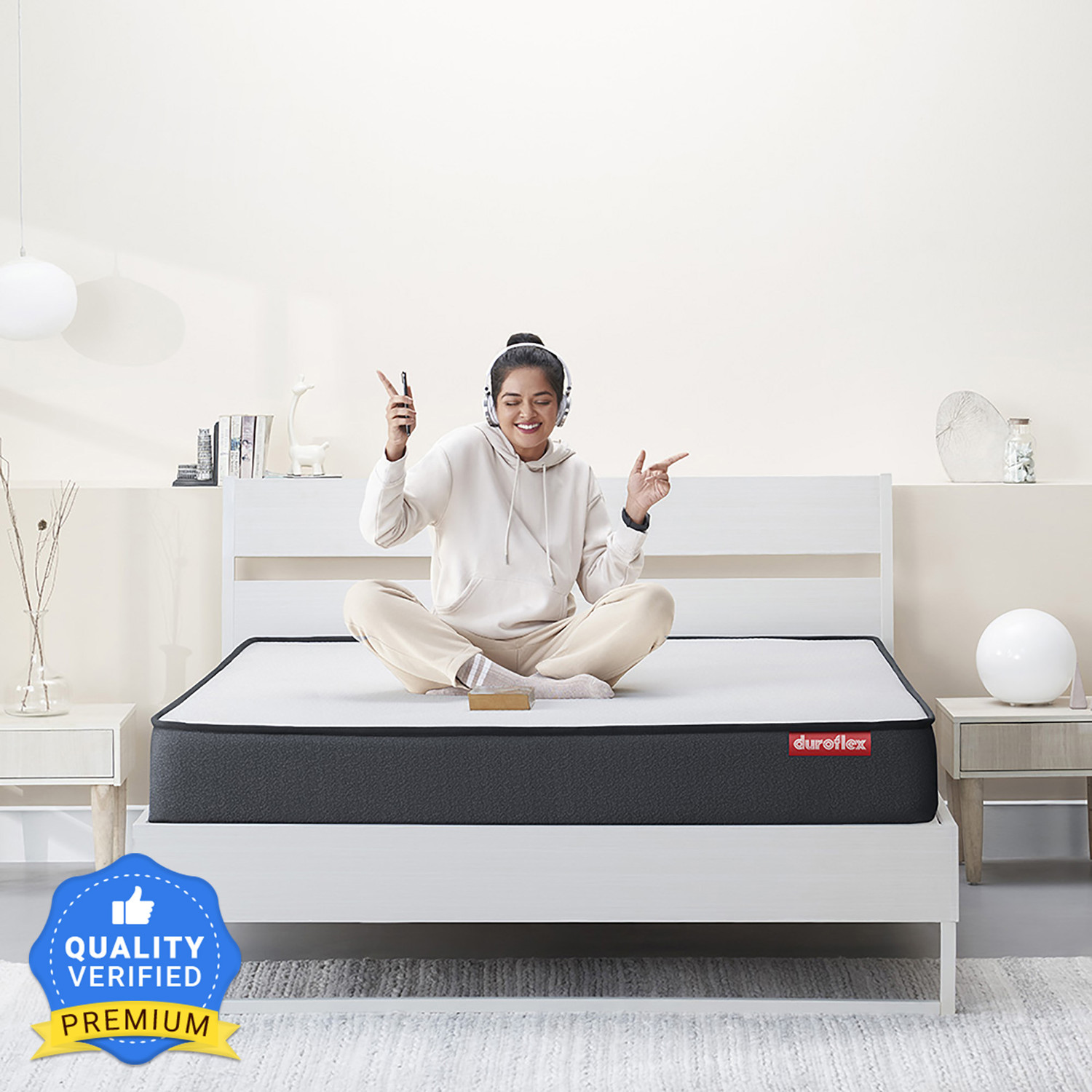 Image of Duroflex Livein Essential Orthopedic, Pressure Relieving Memory Foam, Roll Pack, 6 inch Queen High Resilience (HR) Foam Mattress