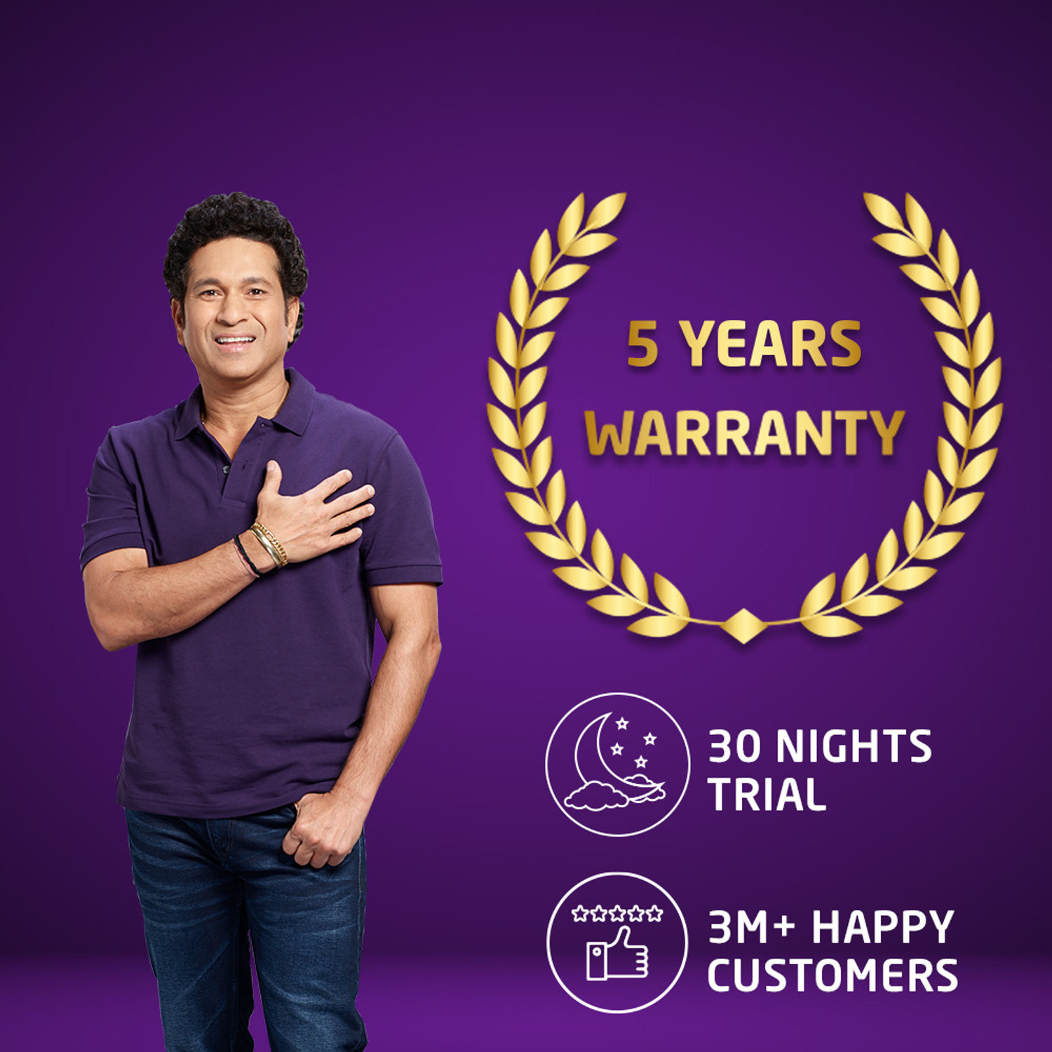 Image of Livpure Smart ESSENTIA Pure Foam Advance Lumbar Support with Dow ComfortScience 4 inch Queen High Resilience (HR) Foam Mattress