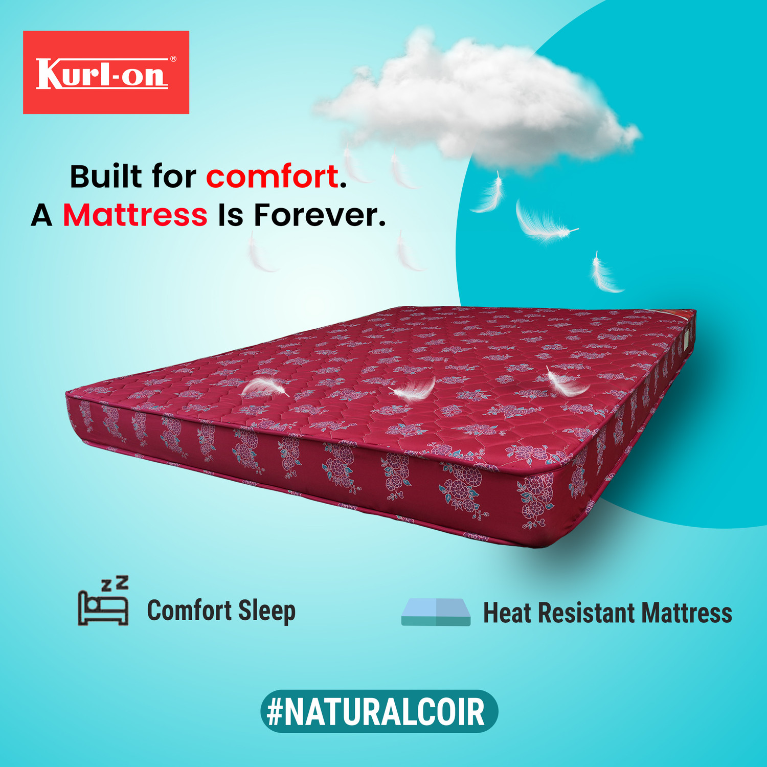 Image of KURLON Rutile, Natural Rubberised Coir Pad, Breathable,Natural Cooling, PU Quilted Top 7 inch King Coir Mattress