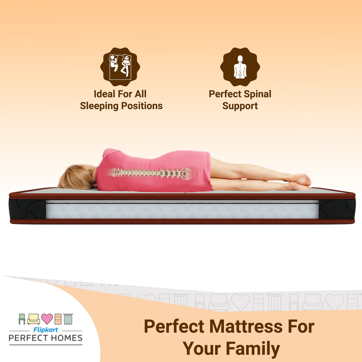 Image of Flipkart Perfect Homes Dual Comfort Hard & Soft 5 inch Single High Resilience (HR) Foam Mattress