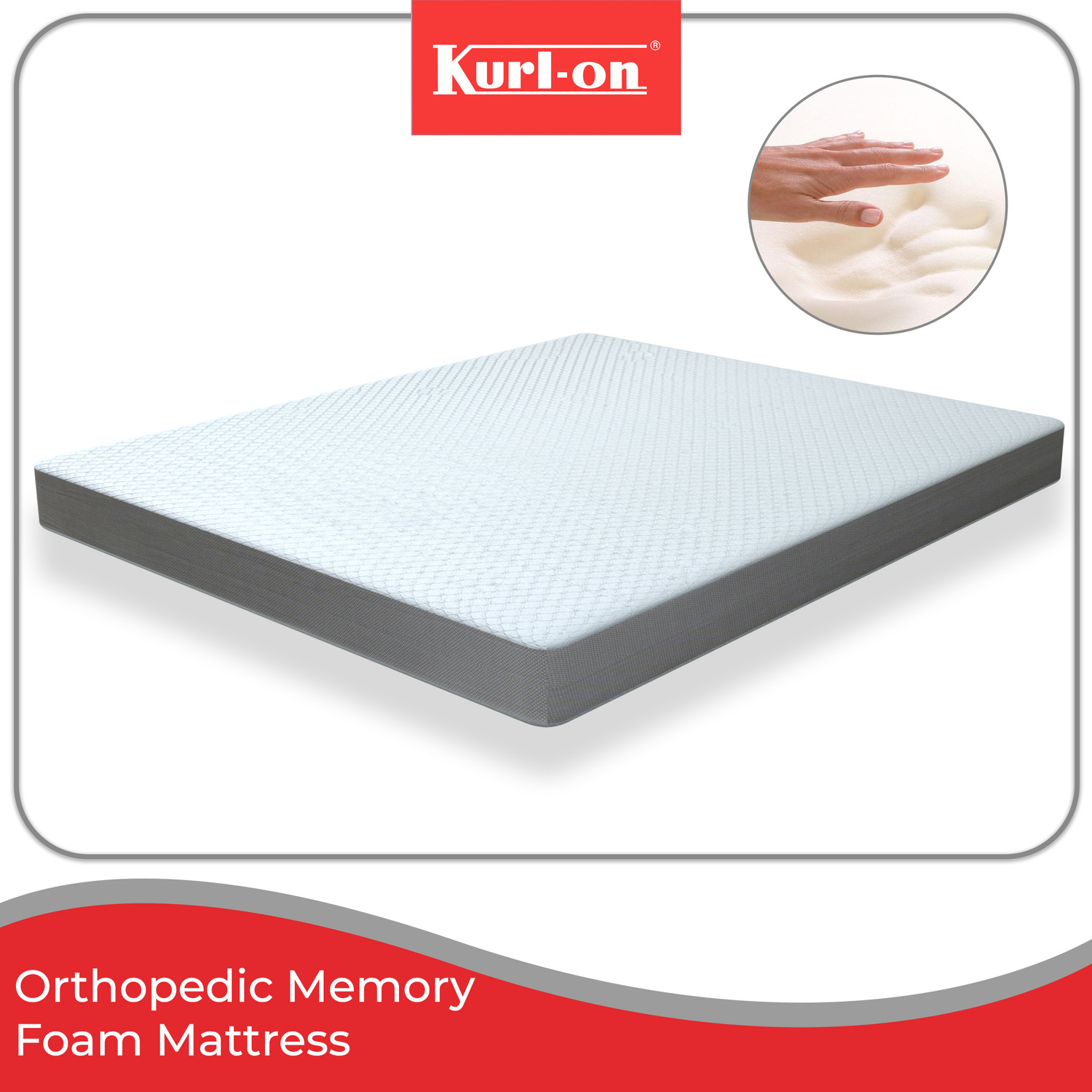 Image of KURLON Orthopedic, Memory Foam, Medium Firm, Back & Spine Support, High Resilence Foam 8 inch Queen Memory Foam Mattress
