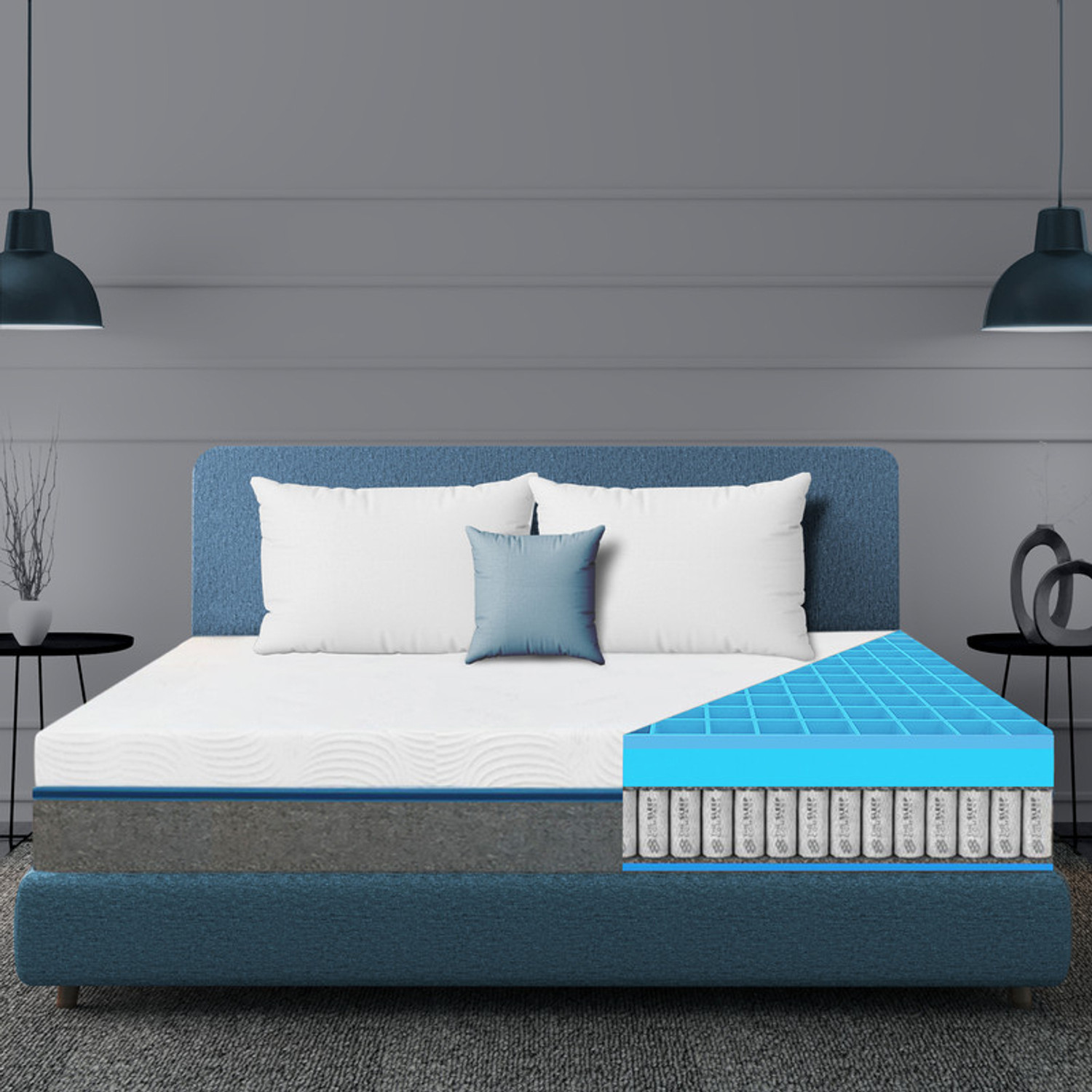 Image of The Sleep Company SmartGRID Ortho Hybrid- AIHA Certified Medium Firm Feel for Back Pain| 10 inch Queen Pocket Spring Mattress
