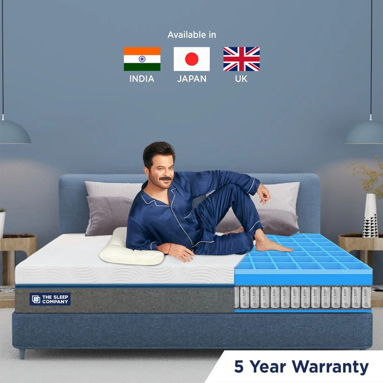 Image of The Sleep Company SmartGRID Orthopedic Hybrid- AIHA Certified Medium Firm Feel for Back Pain| 8 inch Queen Pocket Spring Mattress