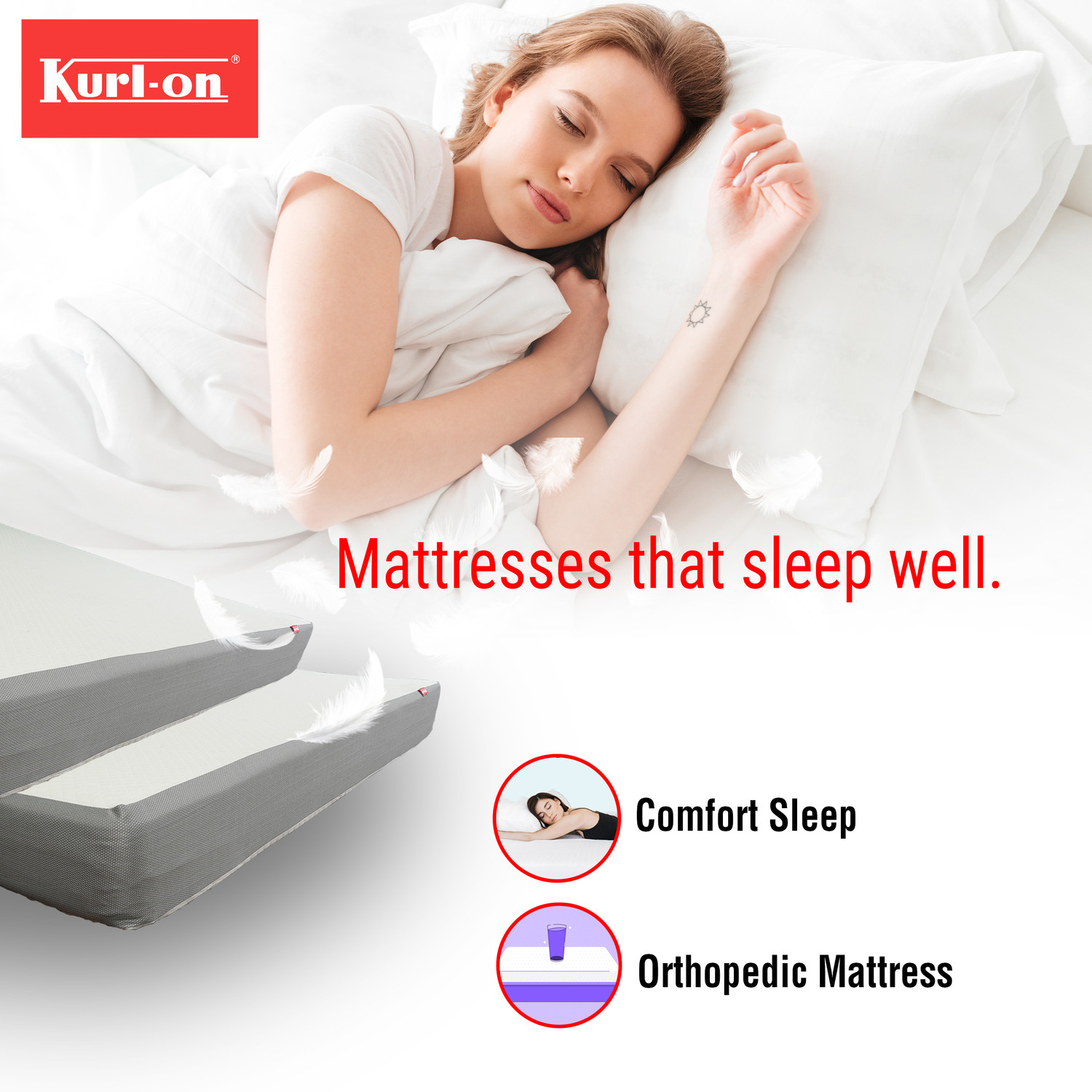 Image of KURLON Ortho, Medium-Firm Support 7 inch Single Memory Foam Mattress