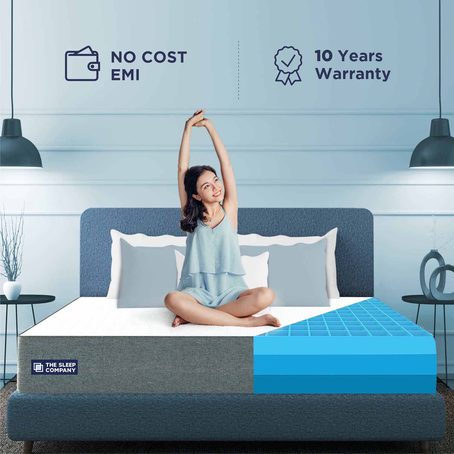 Image of The Sleep Company SmartGRID Luxe- Soft Luxury Comfort with Plush Feel| 10 inch Double High Density (HD) Foam Mattress