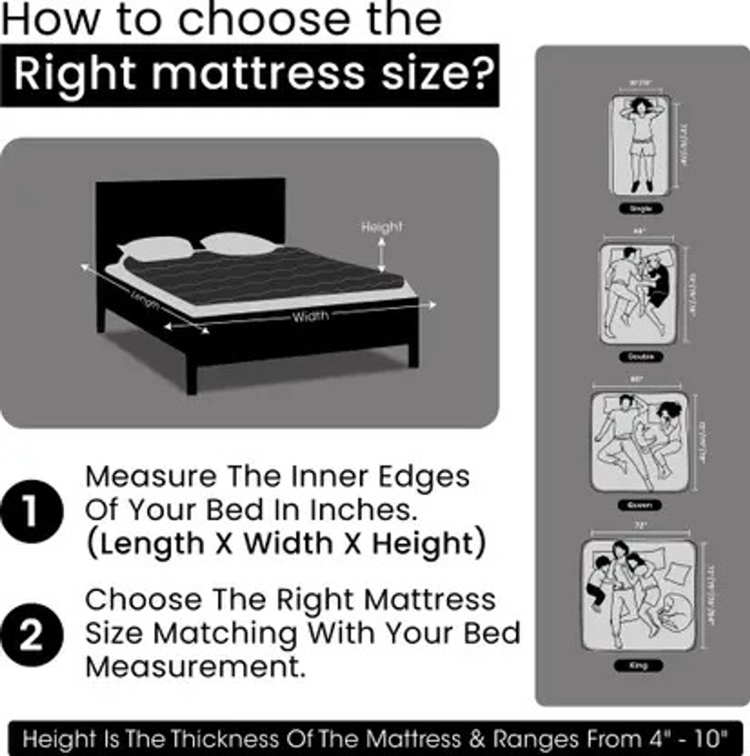 Image of KGF Orthopedic Hard & Soft Dual Flip Reversible 4 inch Single High Resilience (HR) Foam Mattress (L x W: 72 inch x 30 inch)