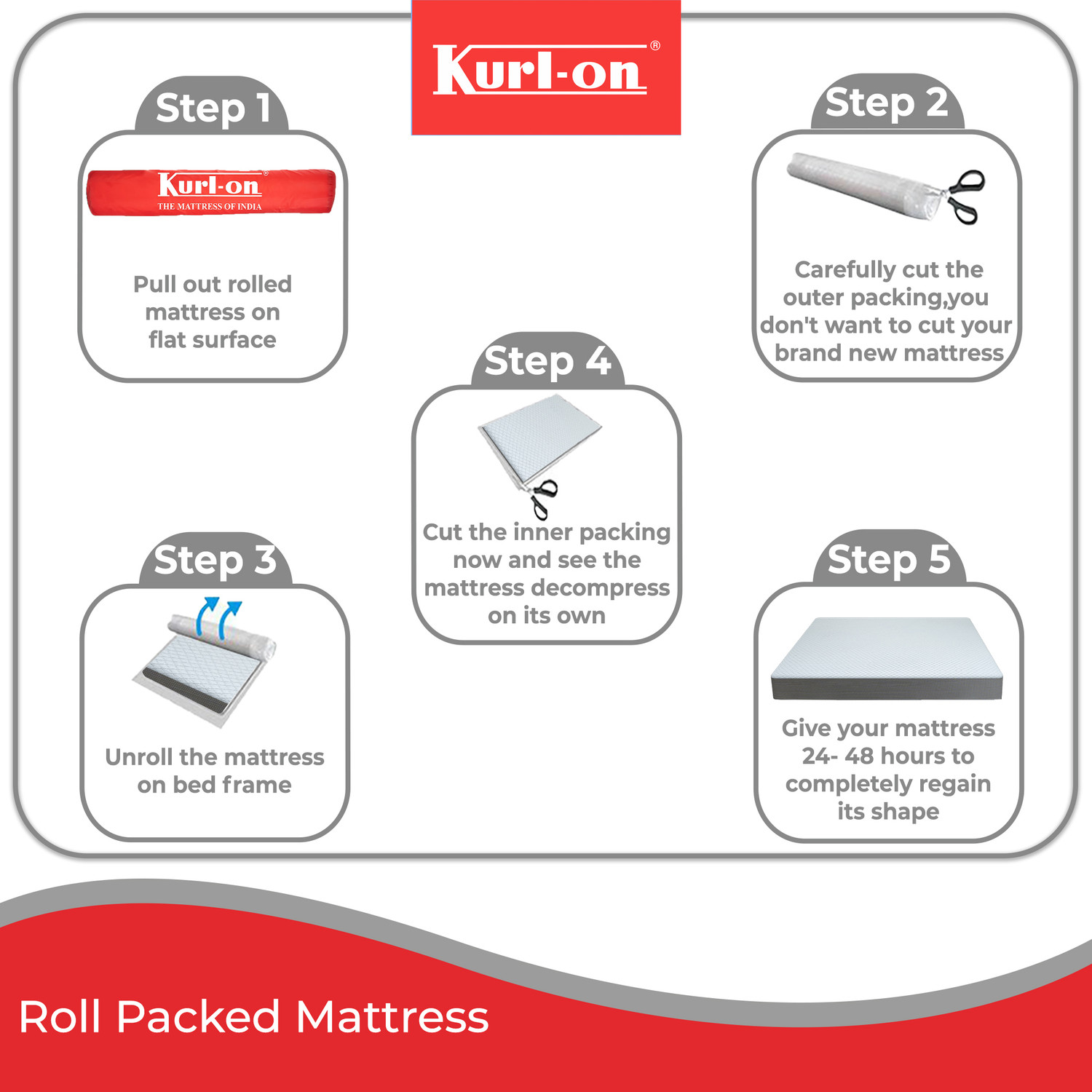 Image of KURLON Orthopedic, Memory Foam, Medium Firm, Back & Spine Support, High Resilence Foam 8 inch Queen Memory Foam Mattress