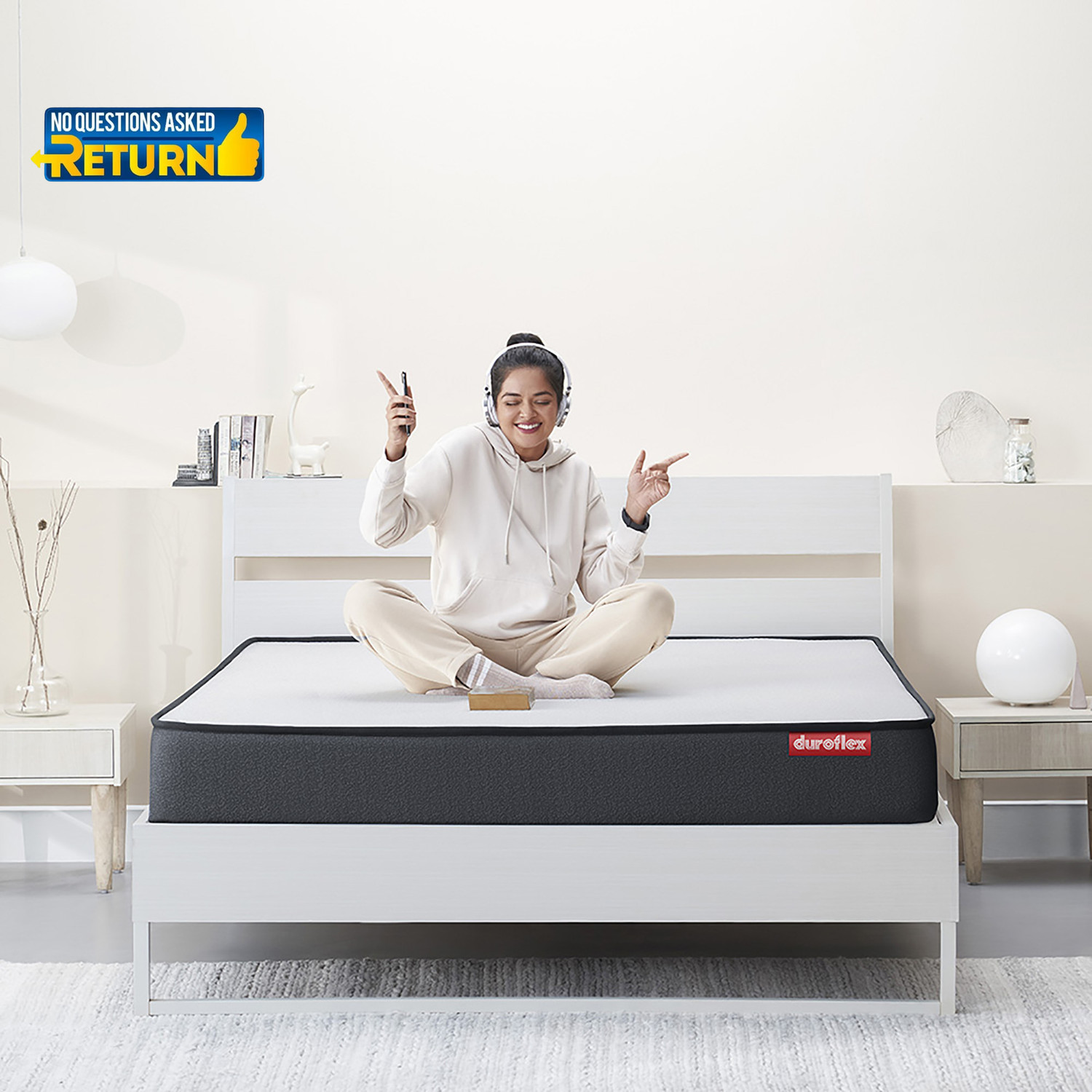 Image of Duroflex Livein Essential Orthopedic, Pressure Relieving Memory Foam, Roll Pack, 5 inch Double High Resilience (HR) Foam Mattress