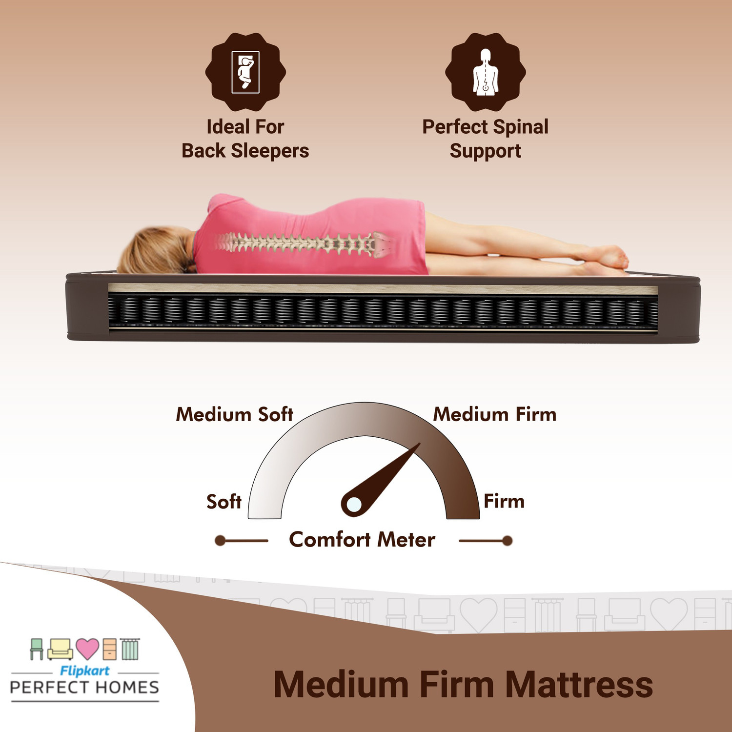 Image of Flipkart Perfect Homes Iris Orthopedic 10 inch Queen Bonnell Spring Mattress