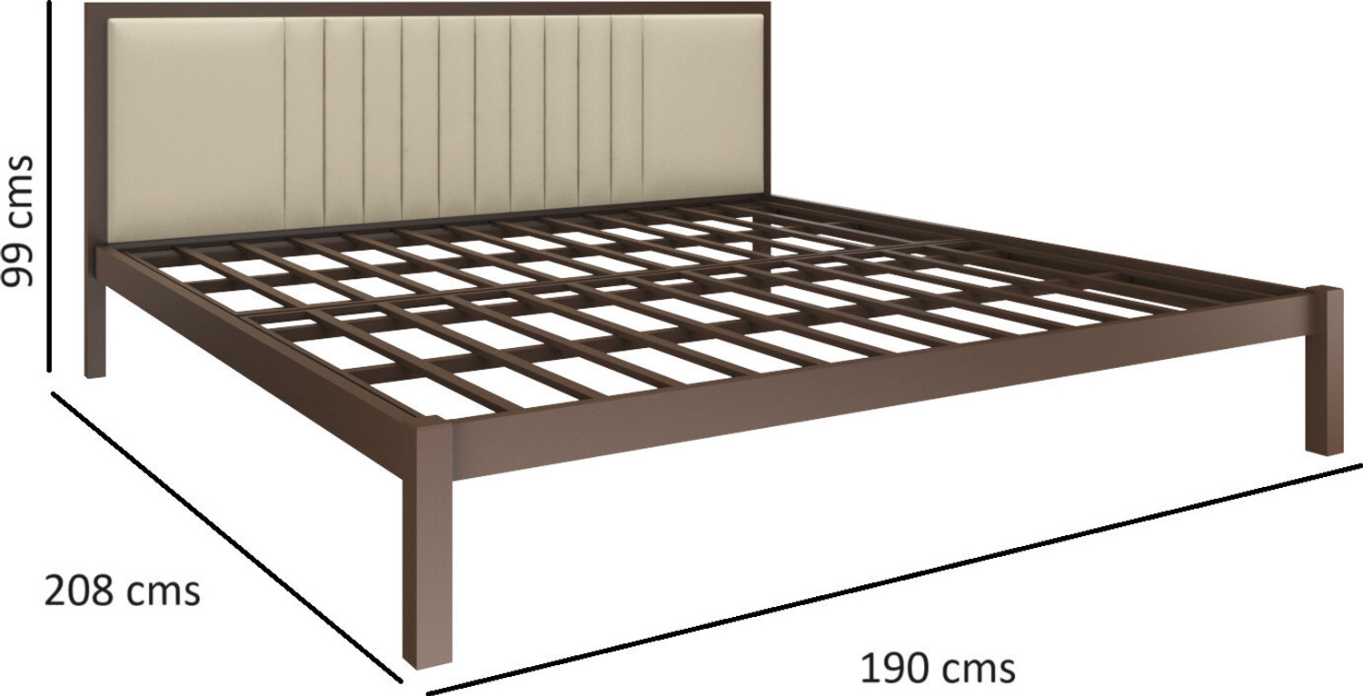 Image of homdec Venus Metal King Bed, 208 cm x 190 cm (6.82 ft x 6.23 ft) (Finish Color - Brown, Delivery Condition - DIY(Do-It-Yourself))