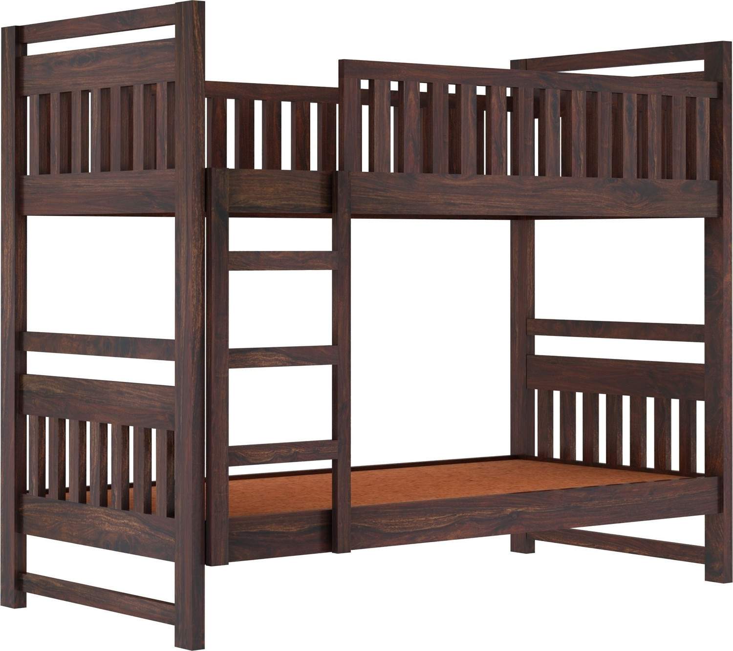 Image of Ganpati Arts Sheesham Wood Swift Bunk Bed Without Storage For Kids /Kids room Solid Wood Single Bed, 99.06 cm x 208.28 cm (3.25 ft x 6.83 ft) (Finish Color - Walnut Finish, Delivery Condition - DIY(Do-It-Yourself))
