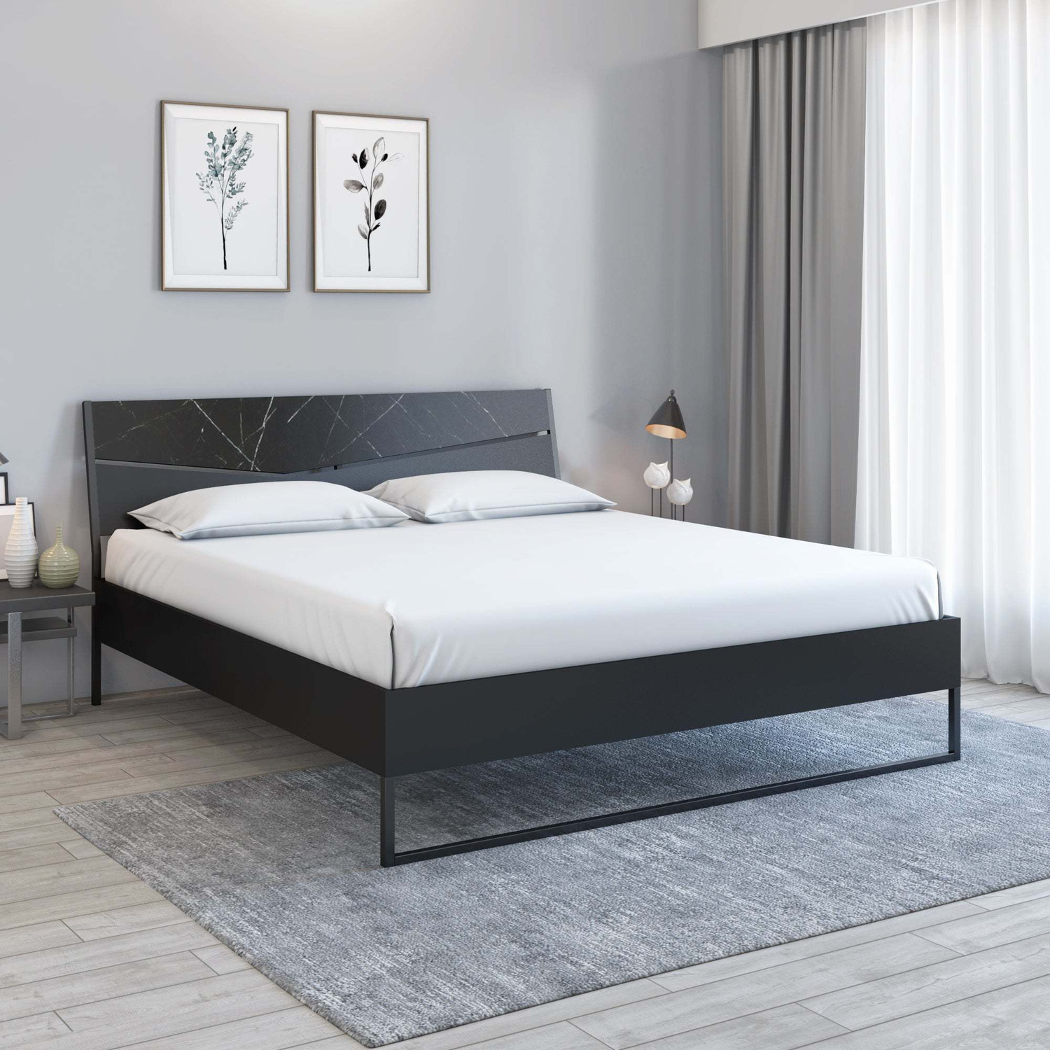 Image of @Home by nilkamal Urbenia Engineered Wood Queen Bed, 217.8 cm x 157 cm (7.15 ft x 5.15 ft)