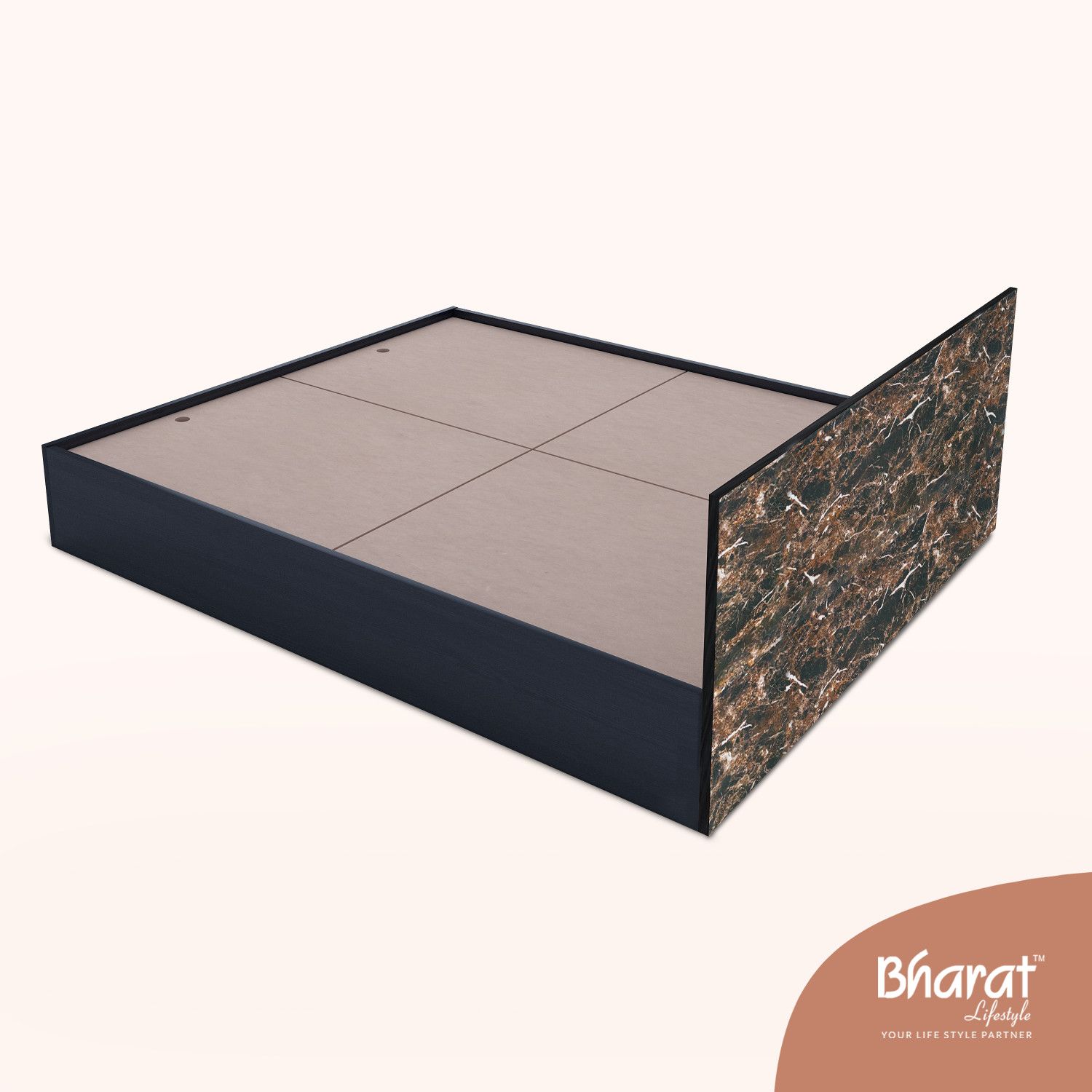 Image of Bharat Lifestyle Cyprus Low height Engineered Wood Queen Bed, 157.42 cm x 187.92 cm (5.16 ft x 6.17 ft)