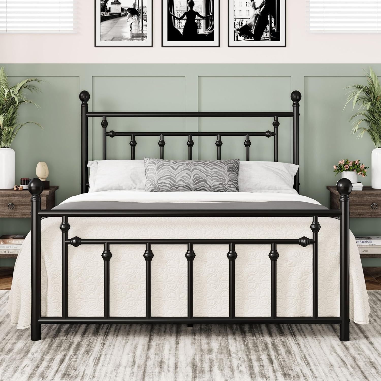 Image of homdec Venus Metal King Bed, 208 cm x 190 cm (6.82 ft x 6.23 ft) (Finish Color - Brown, Delivery Condition - DIY(Do-It-Yourself))