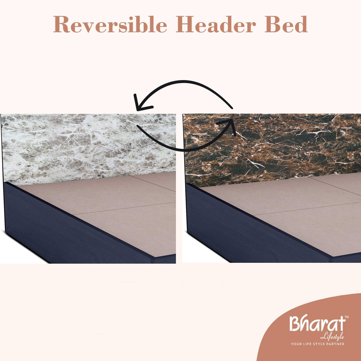 Image of Bharat Lifestyle Cyprus Low height Engineered Wood Queen Bed, 157.42 cm x 187.92 cm (5.16 ft x 6.17 ft)