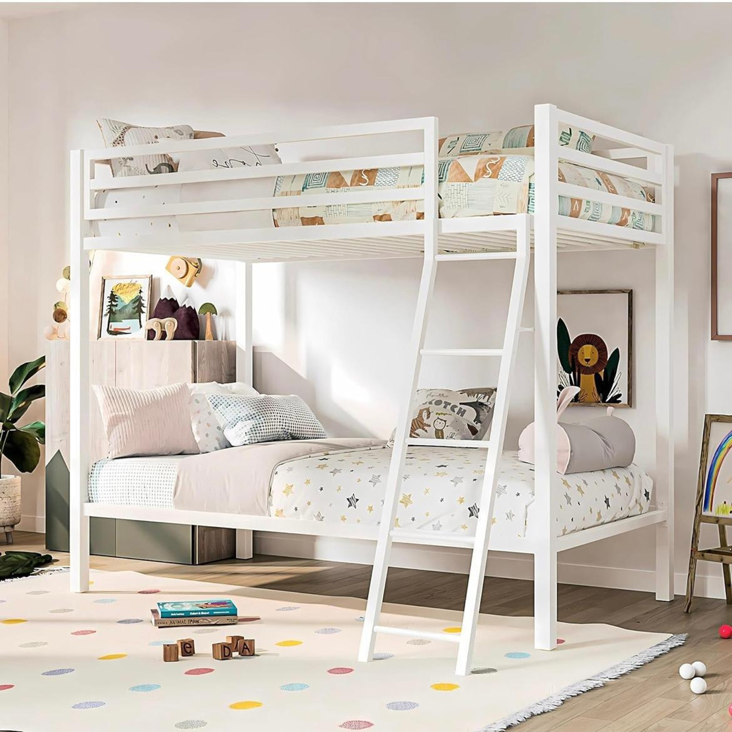 Image of Ganpati Arts Sheesham Wood Swift Bunk Bed Without Storage For Kids /Kids room Solid Wood Single Bed, 99.06 cm x 208.28 cm (3.25 ft x 6.83 ft) (Finish Color - Walnut Finish, Delivery Condition - DIY(Do-It-Yourself))
