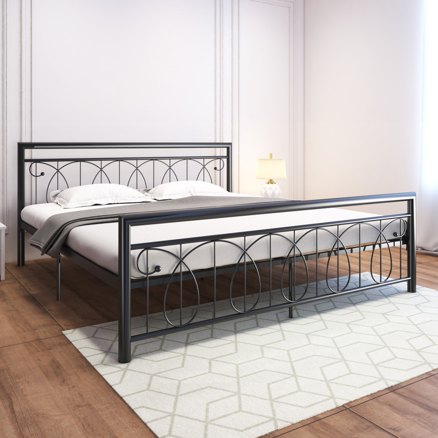 Image of homdec Venus Metal King Bed, 208 cm x 190 cm (6.82 ft x 6.23 ft) (Finish Color - Brown, Delivery Condition - DIY(Do-It-Yourself))