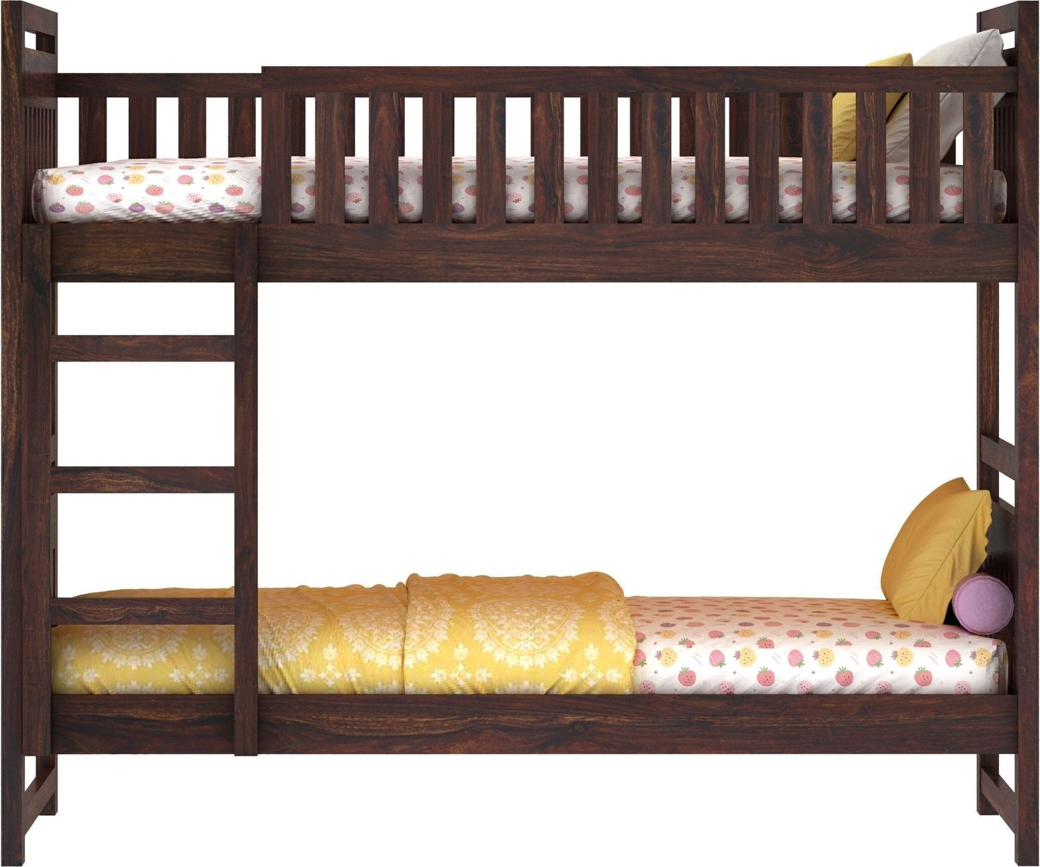 Image of Ganpati Arts Sheesham Wood Swift Bunk Bed Without Storage For Kids /Kids room Solid Wood Single Bed, 99.06 cm x 208.28 cm (3.25 ft x 6.83 ft) (Finish Color - Walnut Finish, Delivery Condition - DIY(Do-It-Yourself))