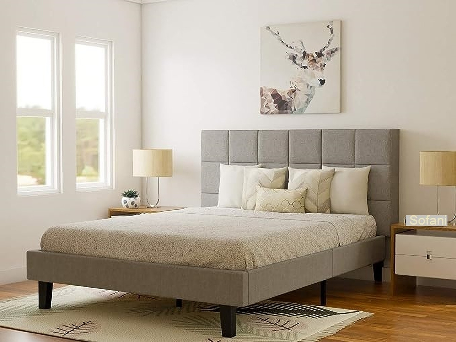 Image of homdec Venus Metal King Bed, 208 cm x 190 cm (6.82 ft x 6.23 ft) (Finish Color - Brown, Delivery Condition - DIY(Do-It-Yourself))