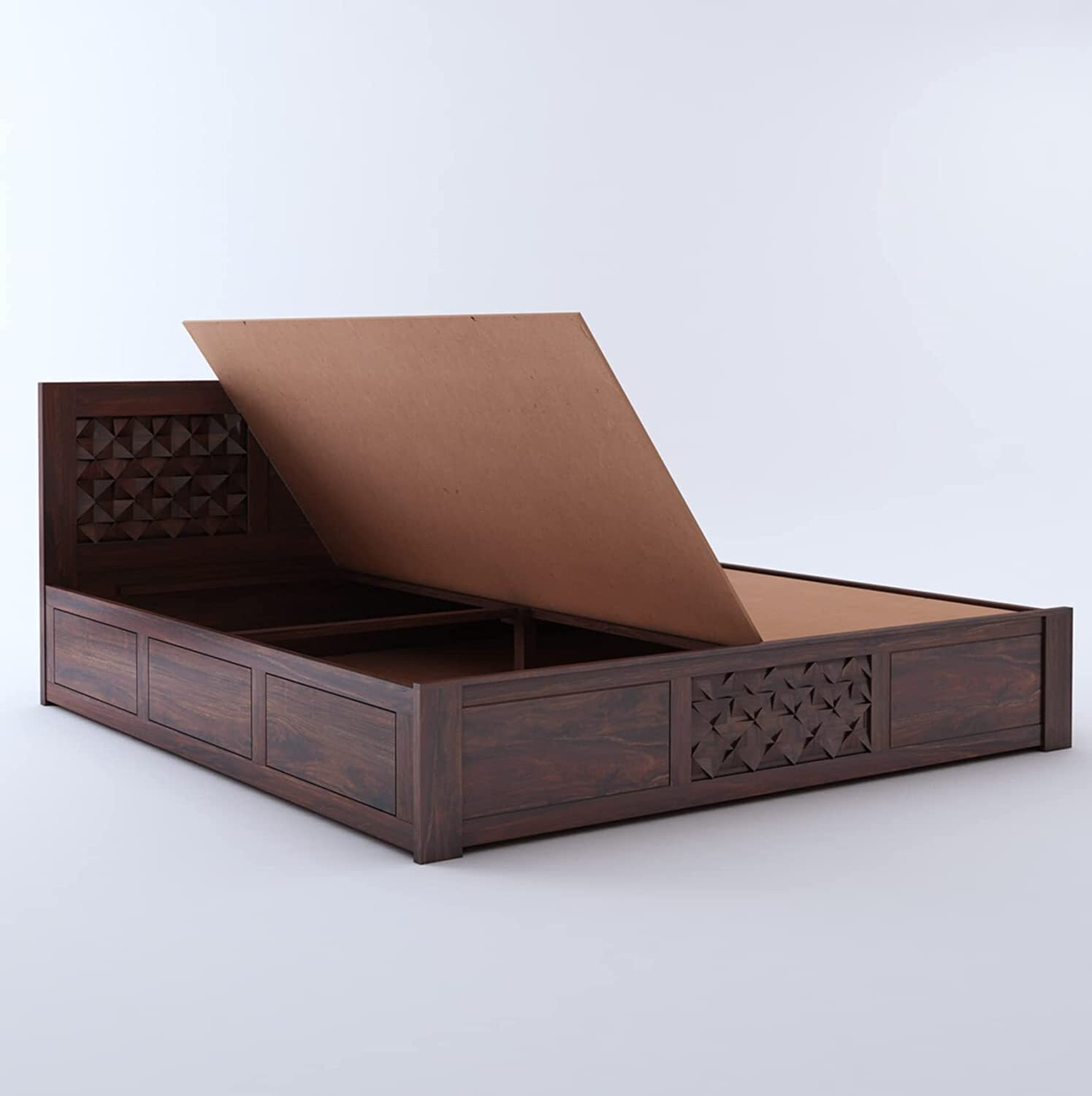 Ganpati Arts Raj Sheesham Queen Size Box Bed /Palang /Cot for Bedroom