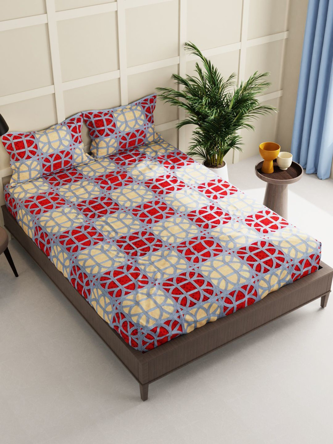 Image of Kopa by Bianca Microfiber Double Flat 152 TC Geometric Bedsheet