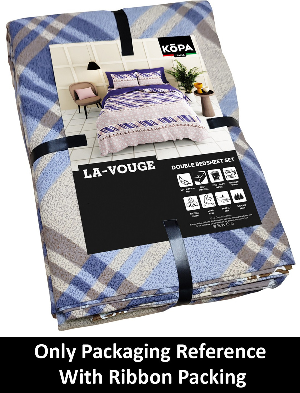 Image of Kopa by Bianca Microfiber Double Flat 152 TC Geometric Bedsheet