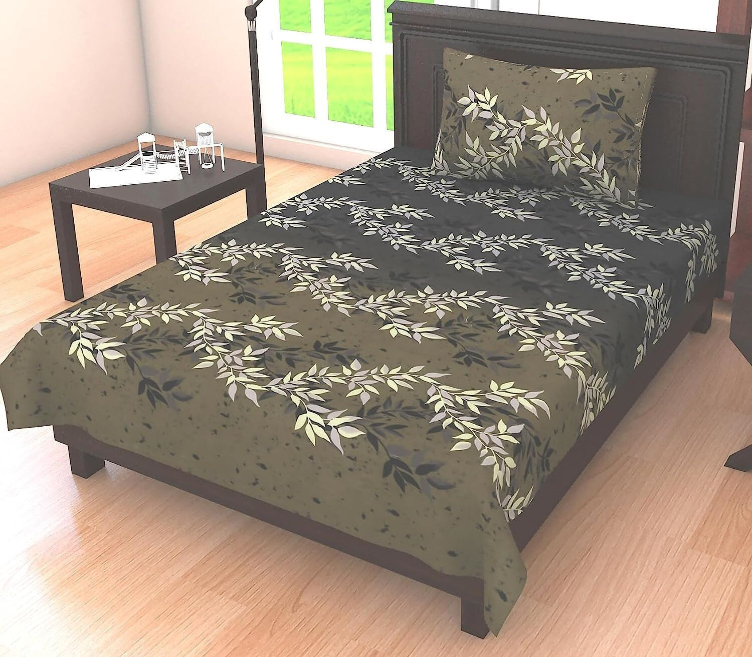 RRC 200 TC Cotton Single Printed Bedsheet  (Pack of 1, Multicolor)