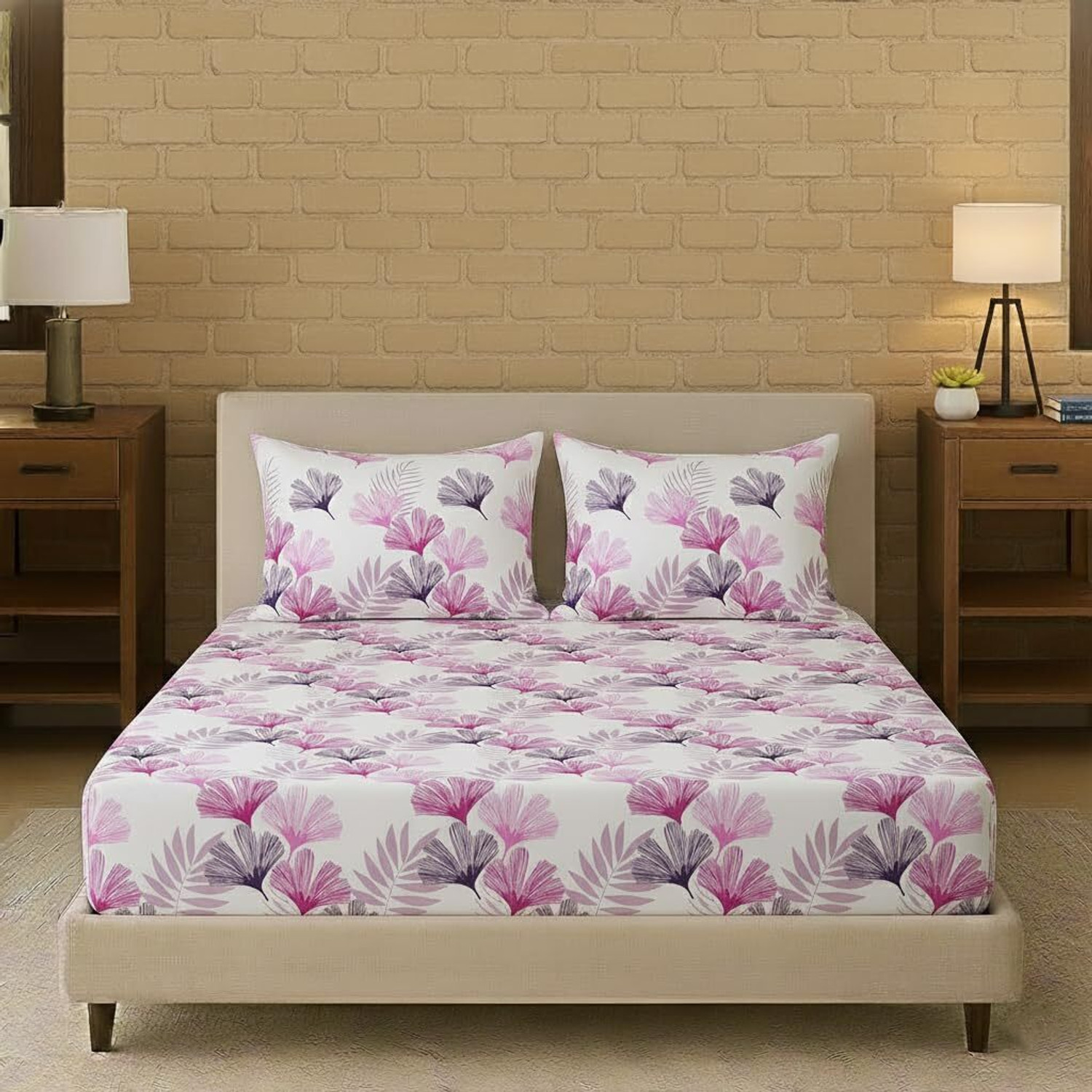 Image of Bombay Dyeing Cotton King Flat 240 TC Printed 1 Bedsheet with 2 Pillow Covers (Multicolor)