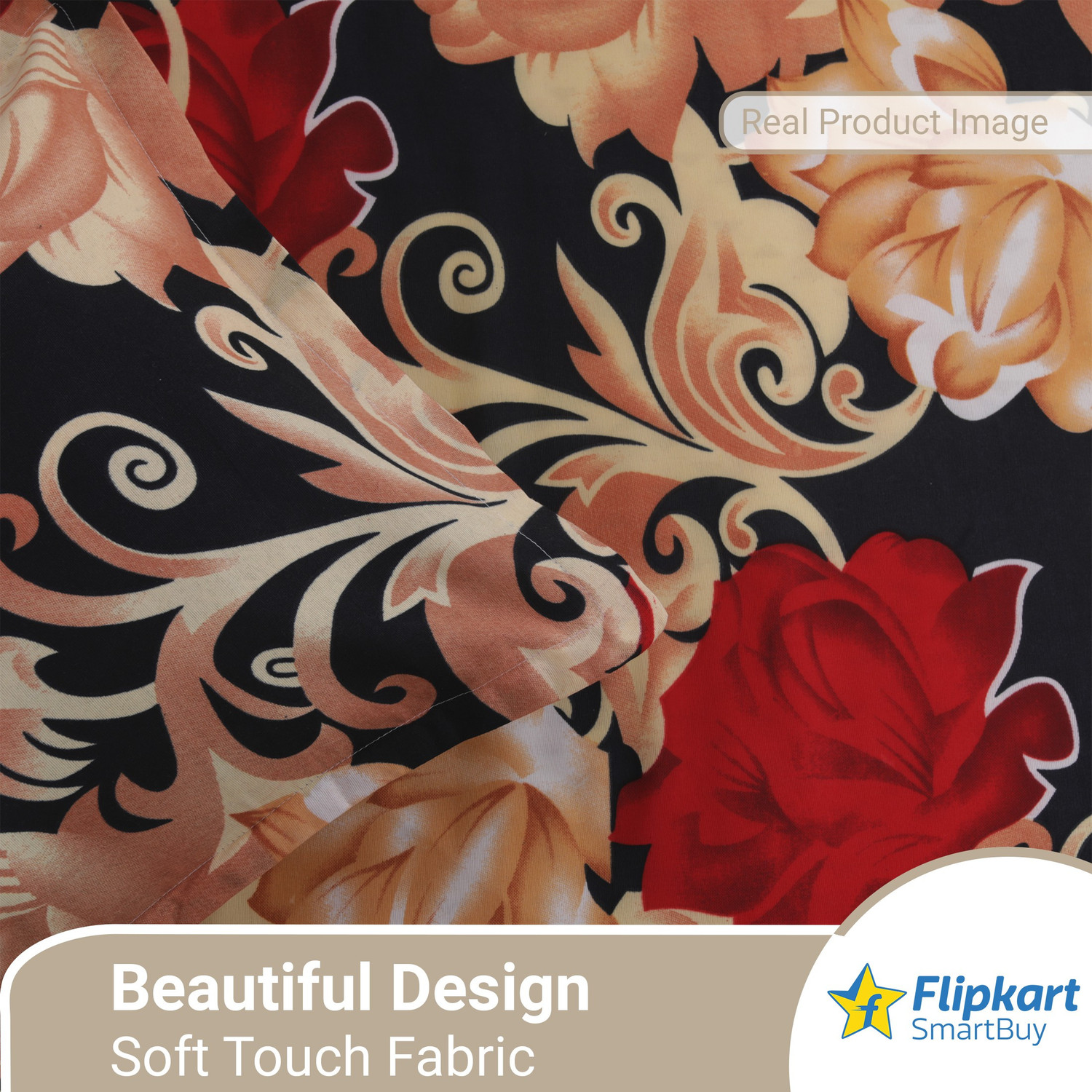 Image of Flipkart SmartBuy Microfiber Double Flat 140 TC Floral 1 Bedsheet with 2 Pillow Covers