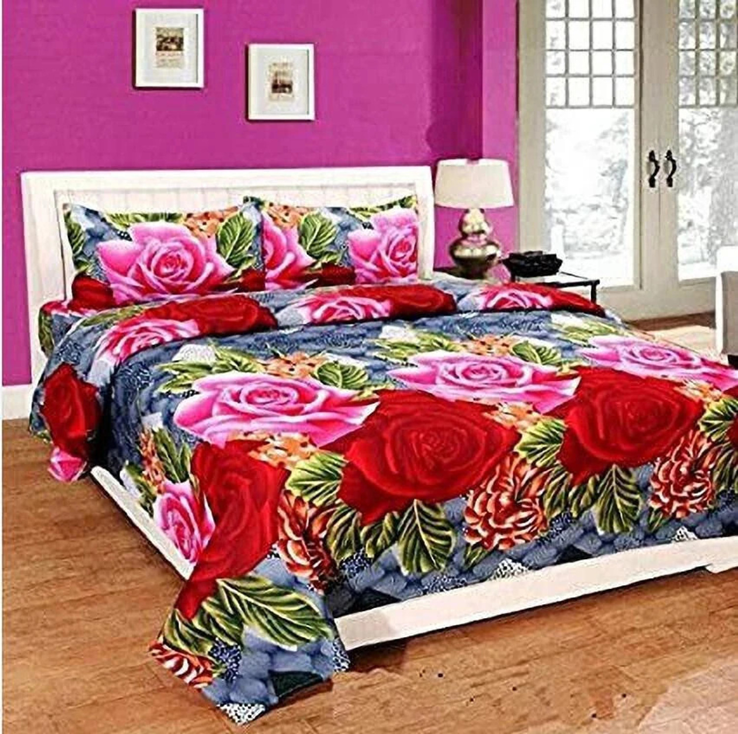 RADHERADHE 104 TC Polycotton Double Floral Bedsheet