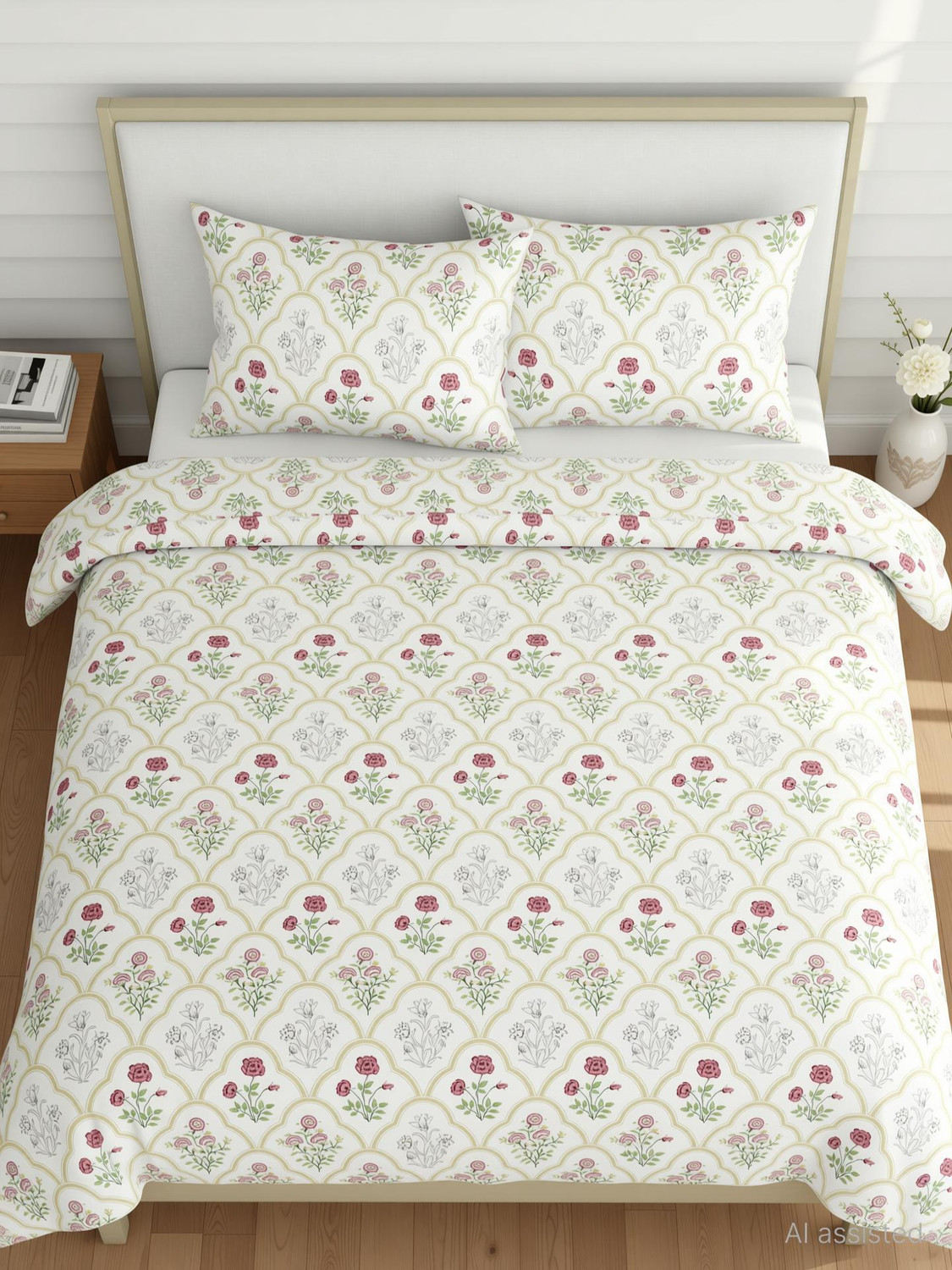 haus & kinder 186 TC Cotton King Printed Flat Bedsheet