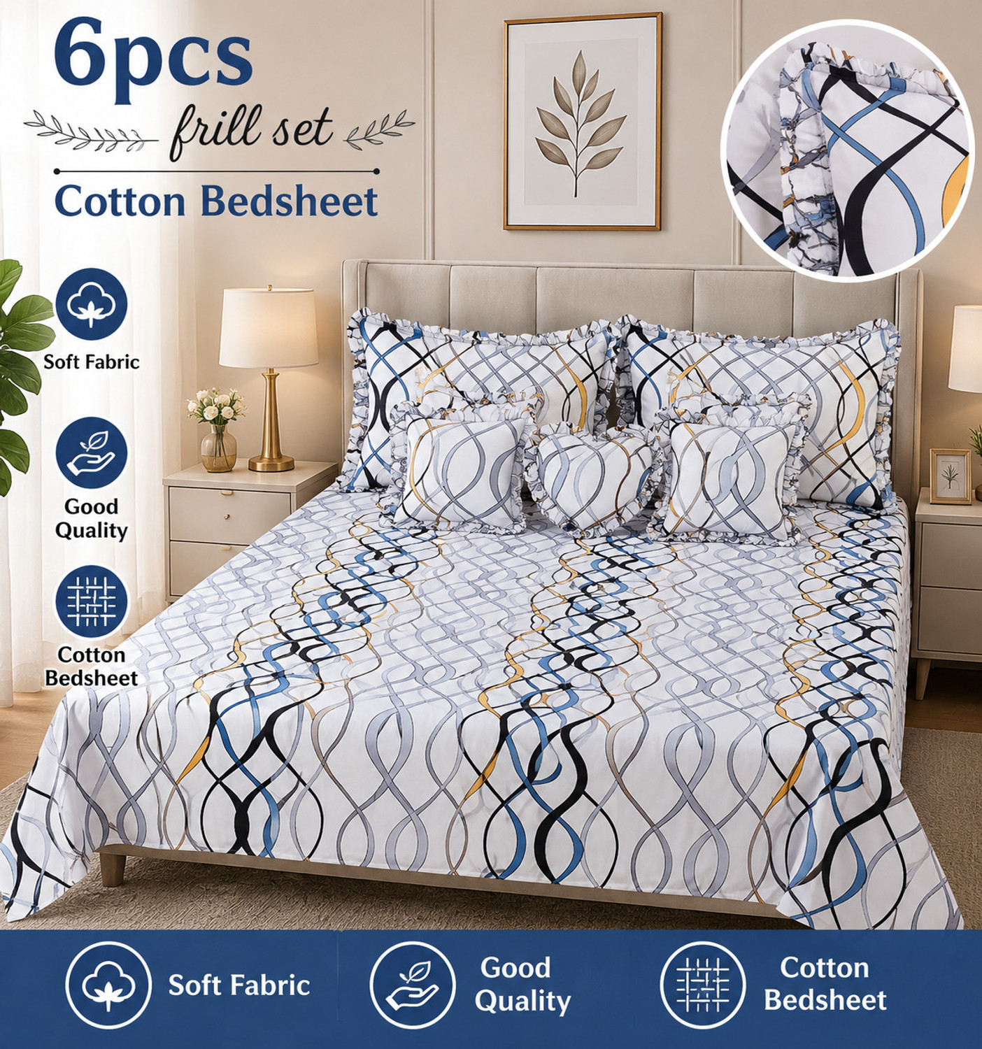Image of Bombay Dyeing Cotton King Flat 240 TC Printed 1 Bedsheet with 2 Pillow Covers (Multicolor)