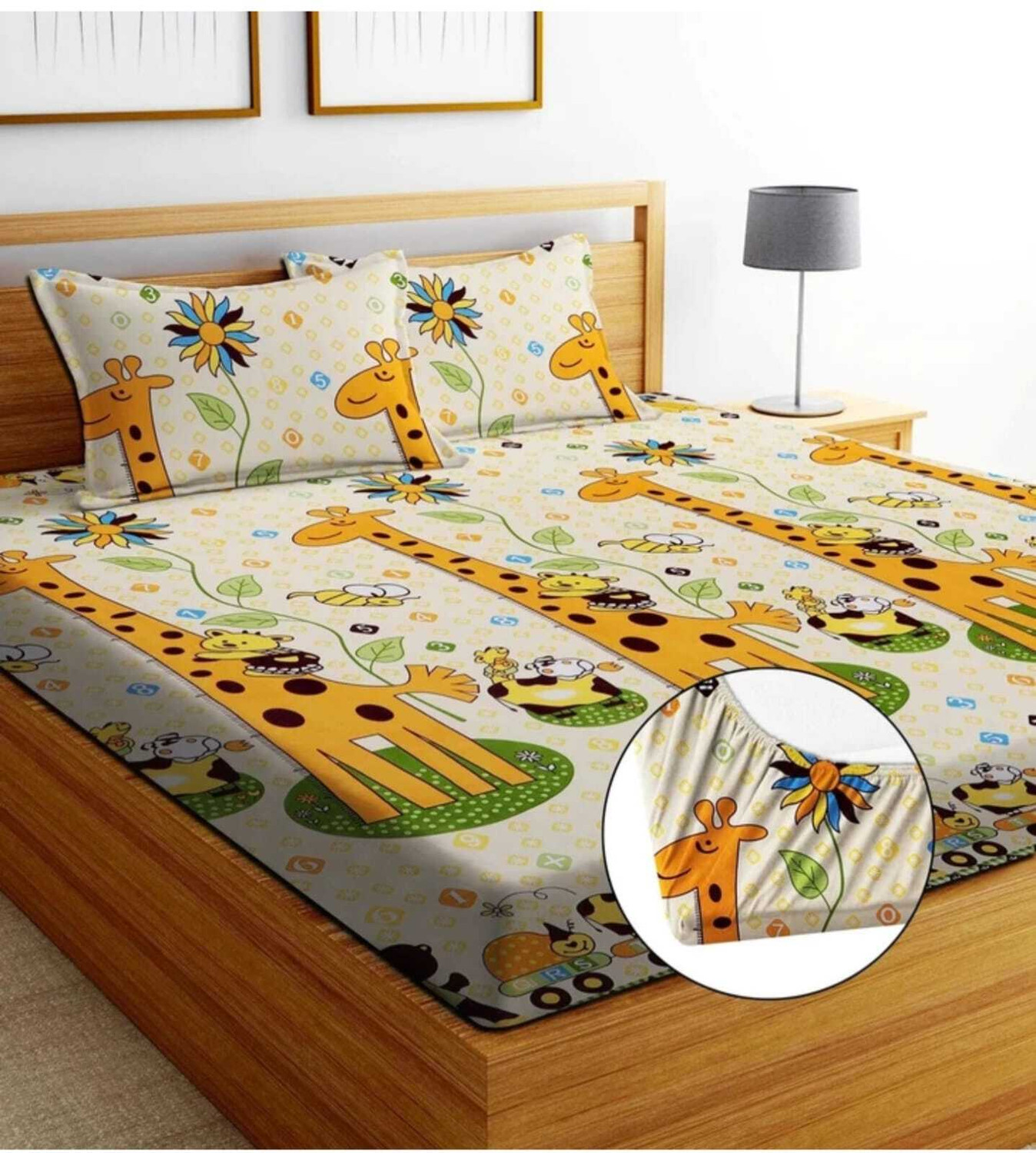 Image of Home Sazawat Fleece King Fitted (Elastic) 250 TC Solid 1 Bedsheet with 2 Pillow Covers (Coffee)