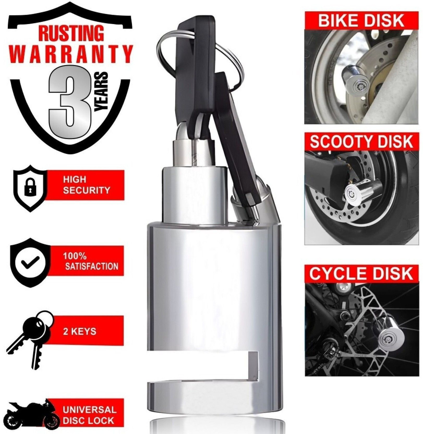 Image of Vtrust Petrol Tank Lock Set for Platina BS4, Discover BS4 Key Switch Lock (Silver)