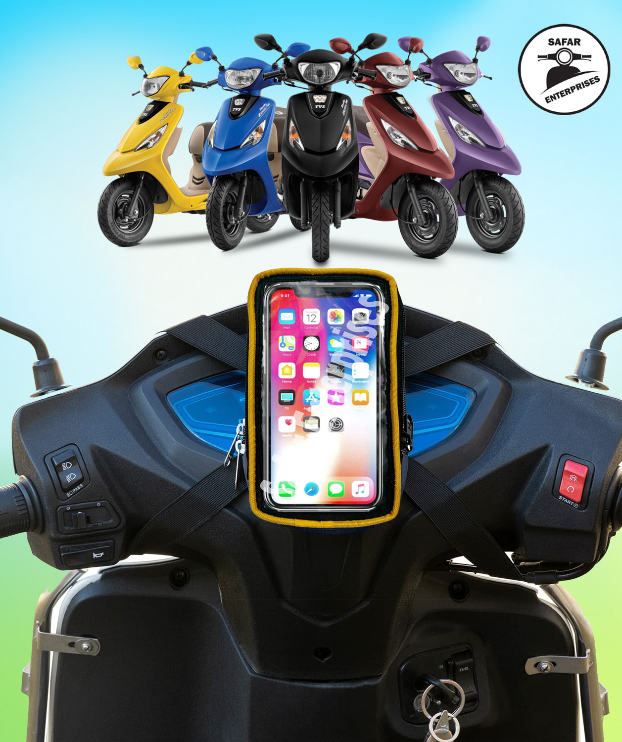 Image of Gentle e kart 360 Rotation Waterproof Bike Phone Mount, Universal Motorcycle & Bicycle Bike Mobile Holder (Black)