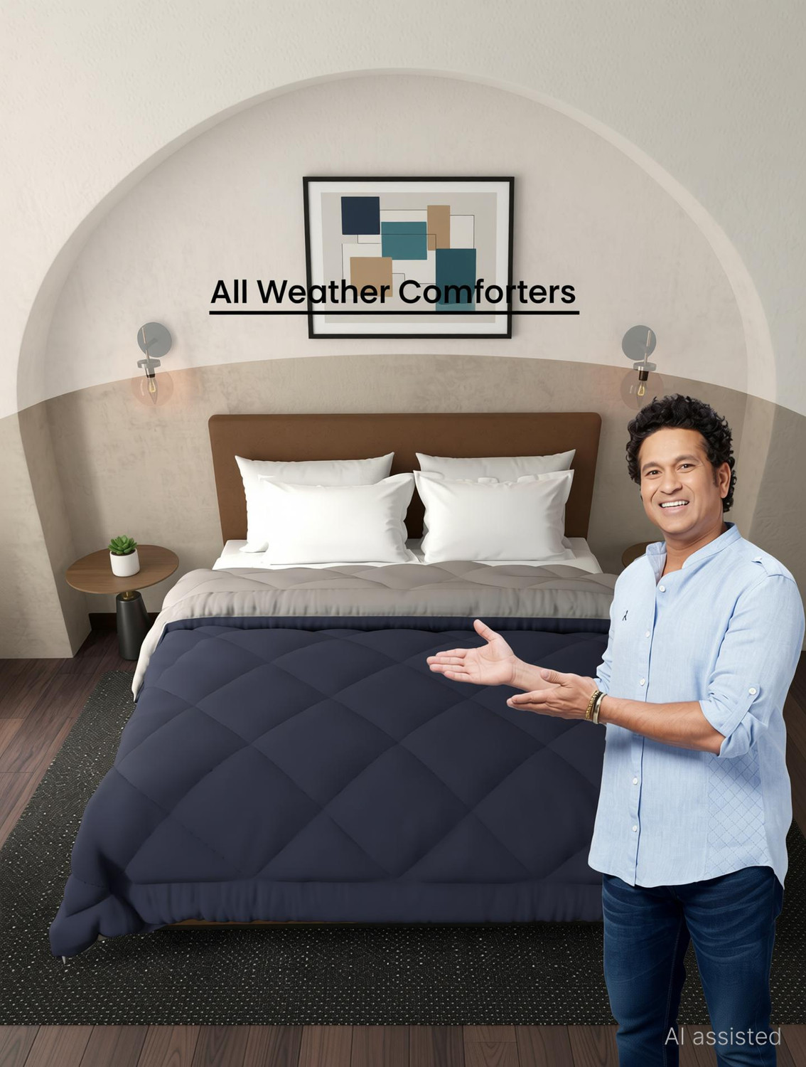 Livpure Smart Solid Double Comforter  (Polyester, Navy Blue)