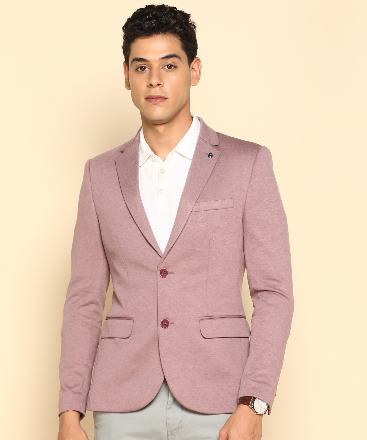 KILLER Solid Single Breasted Casual Men Blazer Pink Price History
