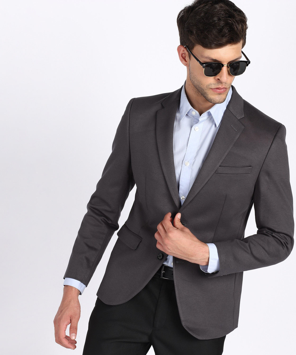 KILLER Solid Single Breasted Casual Men Blazer Grey Price History