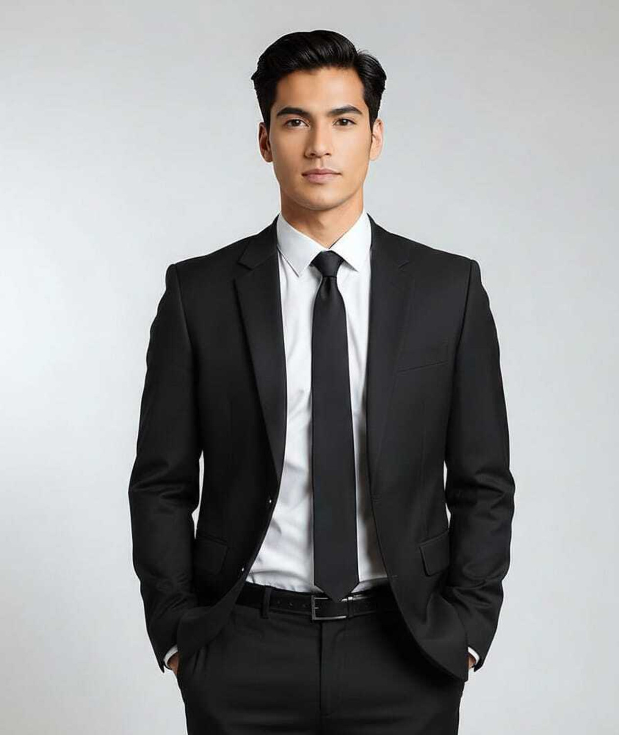 Image of RAJENDERANI Men Solid Single Breasted Formal Blazer (Dark Blue)