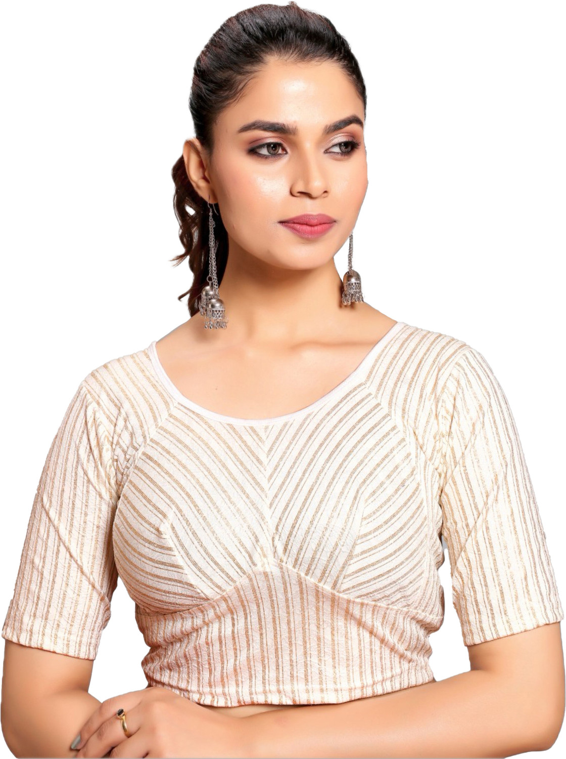 Pu Fashion Round Neck Women Blouse