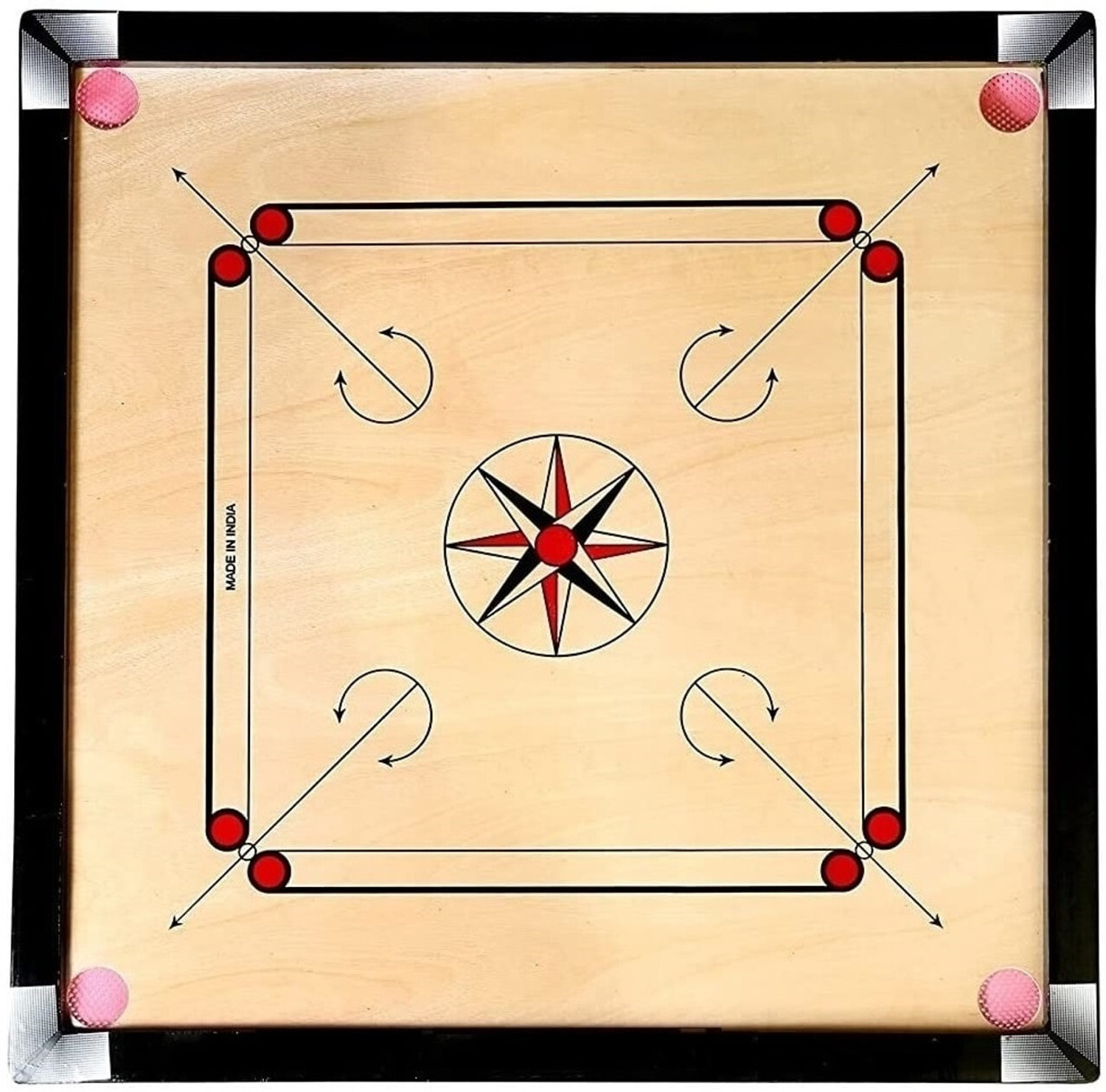 Image of Fitdex 32 Inch Carrom Large Size With Wooden Coins /Striker /Powder /. inch.: 80 cm Carrom Board (Brown)