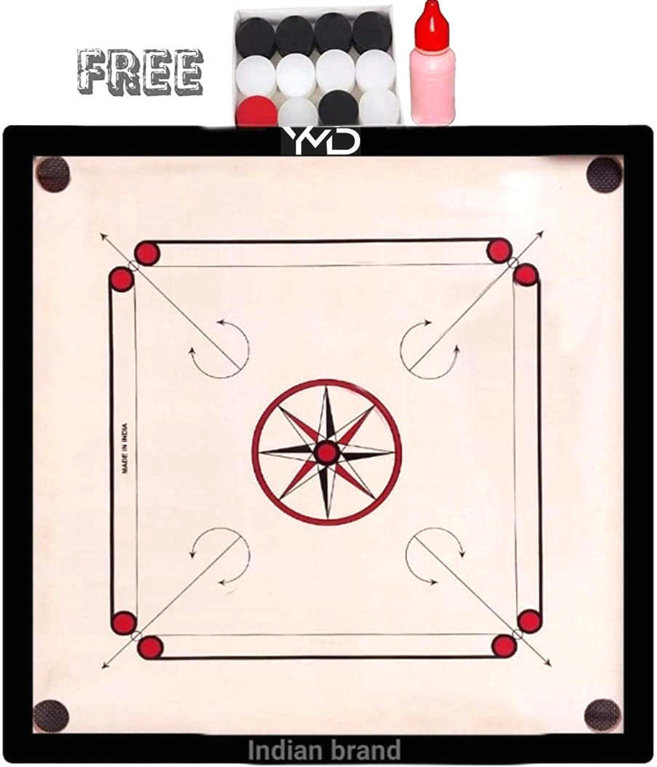 Image of Fitdex 32 Inch Carrom Large Size With Wooden Coins /Striker /Powder /. inch.: 80 cm Carrom Board (Brown)