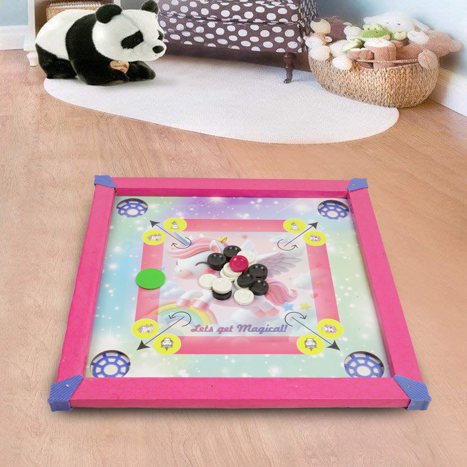 Image of Fitdex 32 Inch Carrom Large Size With Wooden Coins /Striker /Powder /. inch.: 80 cm Carrom Board (Brown)